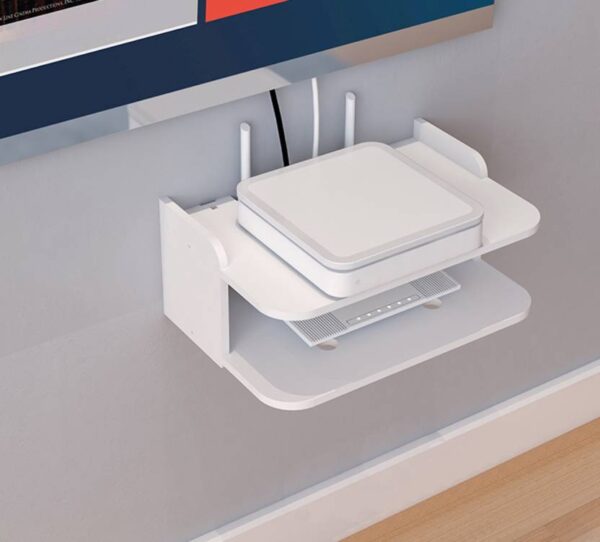 WORA TV Set-Top Box Rack Router Storage Organizer Living Room Projector Particle Board Wall Shelf  (White) ( 10774 )(P ) - Image 3