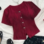Red Full Sleeve Back Detail Dress