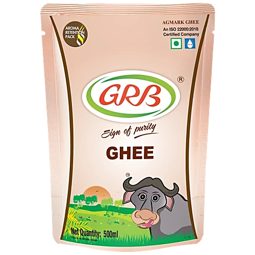GRB Buffalo Ghee, 500 ml Pouch
