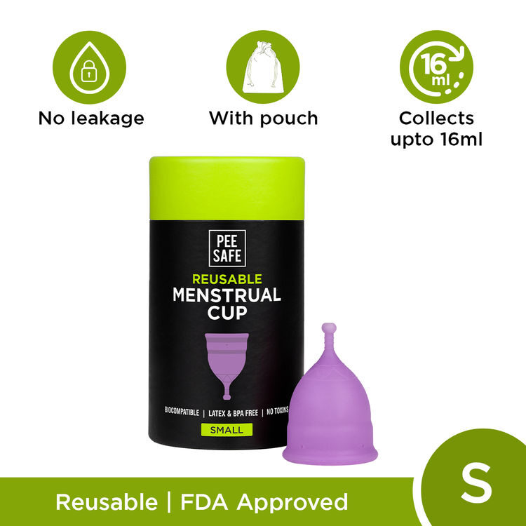Pee Safe Reusable Menstrual Cup (Small) - No leakage,Rash-Free & Upto 12 Hours protection (S) -1pc