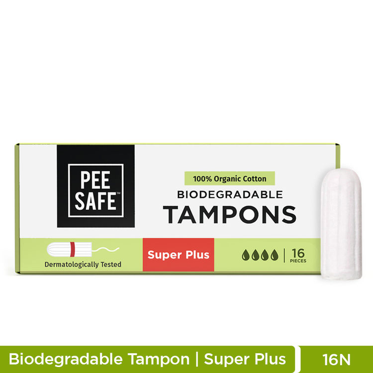 Pee Safe Organic Cotton Tampon (Super plus) - 16 Pcs