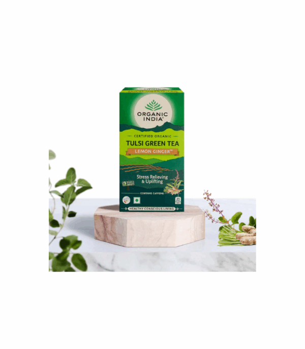Organic India Tulsi Green Tea Lemon Ginger 25 N