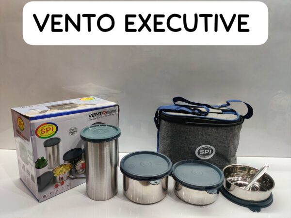Vento Executive 3 steel bowl with lid & 1 steel glass with lid