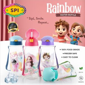 Rainbow bottle with straw & belt